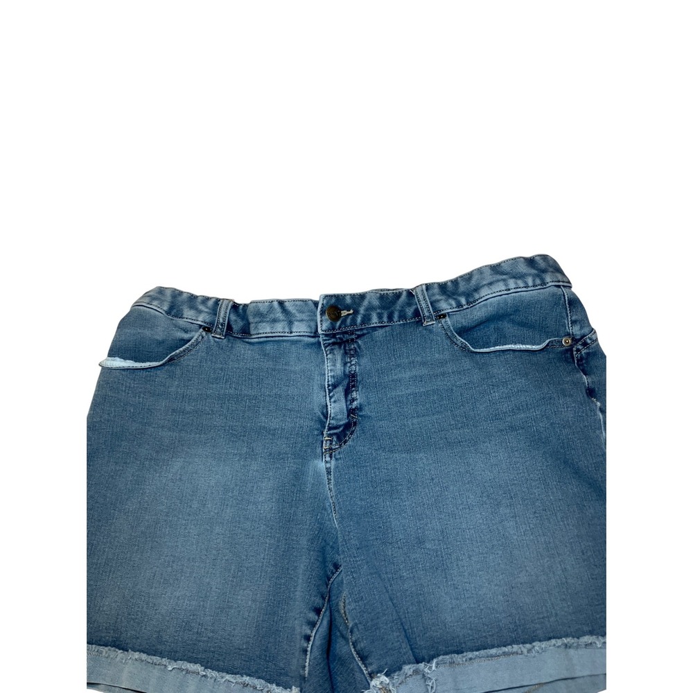 Terra & Sky Denim Shorts Women's 20W Blue  Raw Hem Stretch Plus Size - Picture 2 of 8